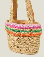 Girls Raffia Straw Bag, , large