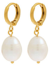 Gold-Plated Irregular Pearl Earrings, , large