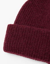 Compton Fluffy Beanie Hat, Red (BURGUNDY), large