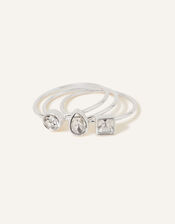 Fine Gem Stacking Rings Set of Three, Silver (SILVER), large