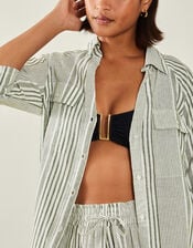 Stripe Beach Shirt, Green (KHAKI), large