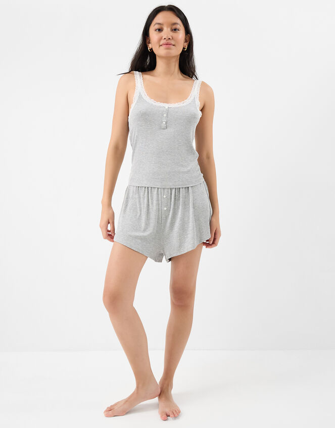 Lace Vest Short Pyjamas Set, Grey (GREY), large