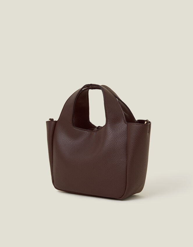 Top Handle Faux Leather Cross-Body Bag, Brown (CHOCOLATE), large