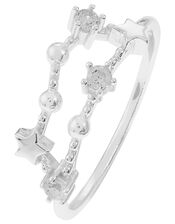 Sterling Silver Capricorn Constellation Ring, White (ST CRYSTAL), large