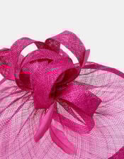 Woven Bow Feather Disc Fascinator, Pink (FUCHSIA), large