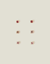 3-Pack 14ct Gold-Plated Stud Earrings, , large