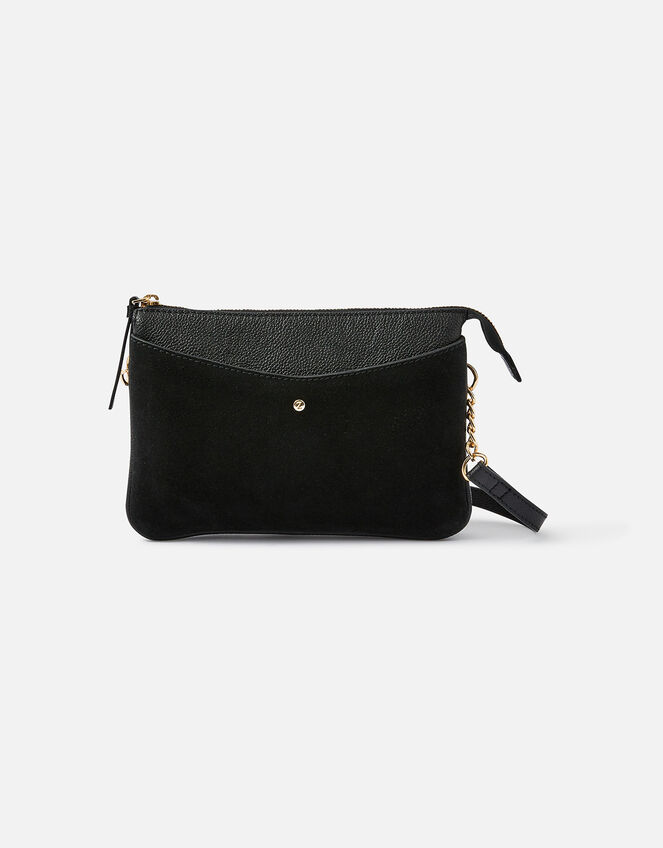 Lucie Leather Cross-Body Bag, Black (BLACK), large