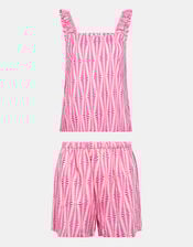 Ikat Frill Short Pyjamas Set, Pink (PINK), large