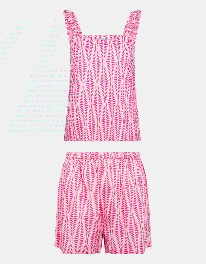 Ikat Frill Short Pyjamas Set, Pink (PINK), large