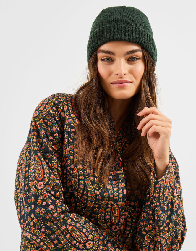 Plain Beanie Hat, Green (GREEN), large