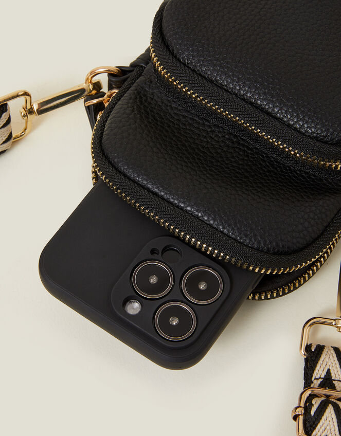 Webbing Strap Phone Bag, Black (BLACK), large