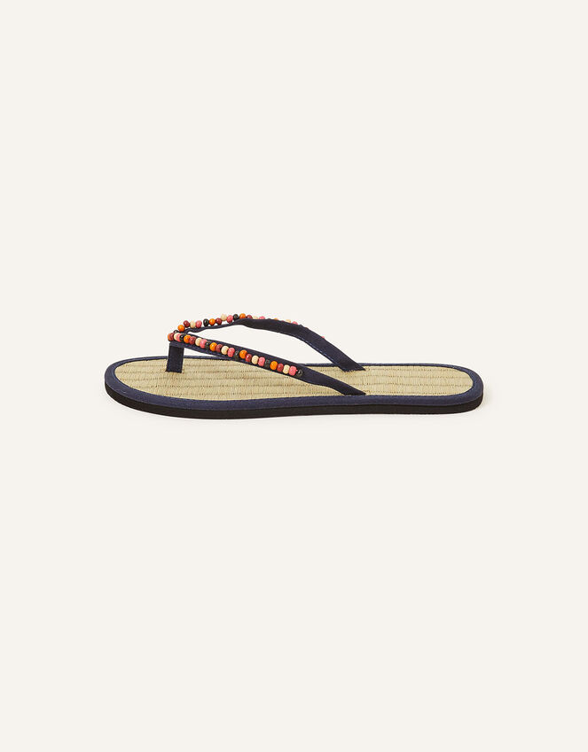 Wooden Beaded Seagrass Flip Flops, Multi (BRIGHTS-MULTI), large