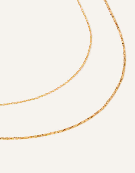 14ct Gold-Plated Sparkle Chain Layered Necklace, , large