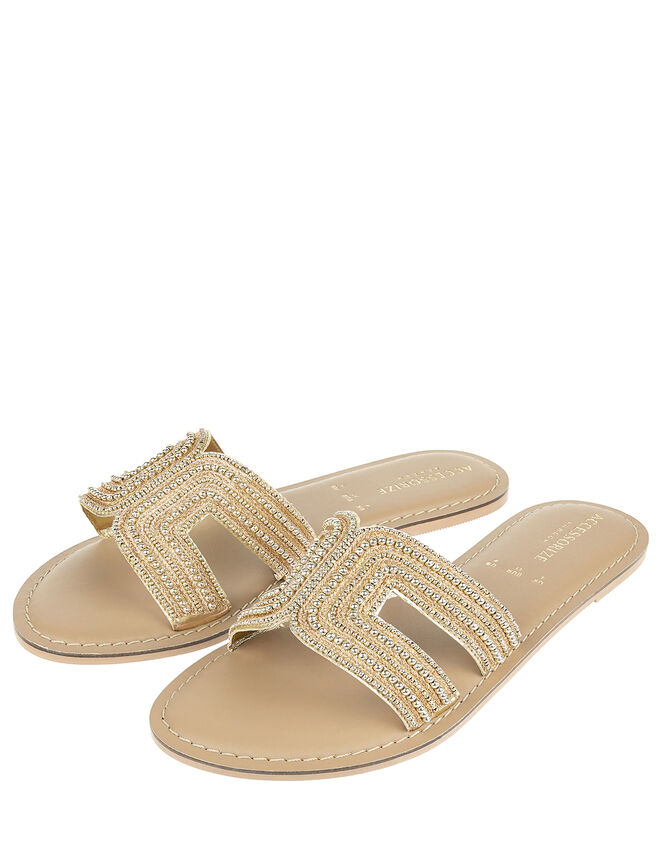 Bella Beaded Sliders, Gold (GOLD), large