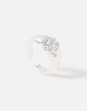 Daisy Signet Ring, Silver (SILVER), large
