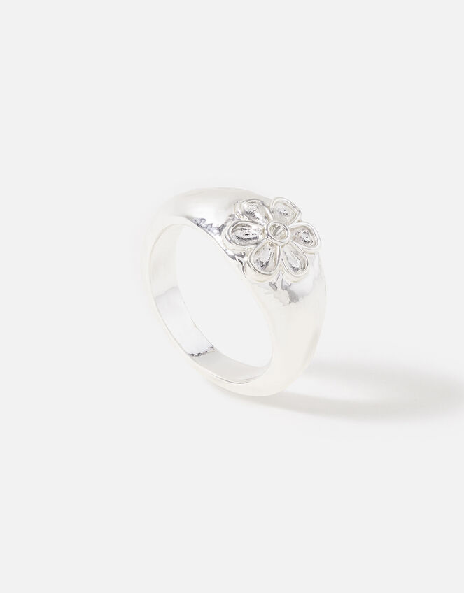 Daisy Signet Ring, Silver (SILVER), large