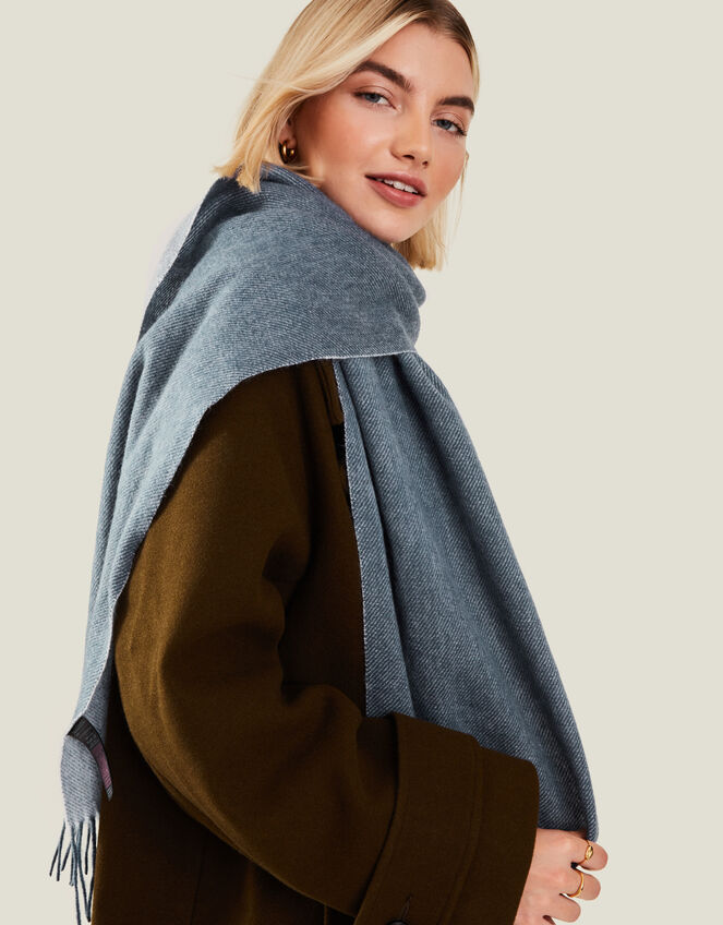 Luxury Wool Scarf, Blue (NAVY), large