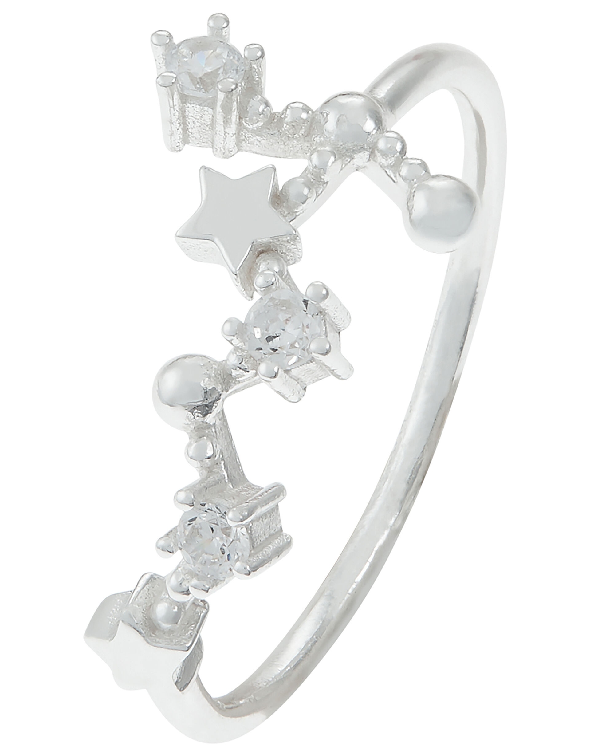Sterling Silver Virgo Constellation Ring, White (ST CRYSTAL), large