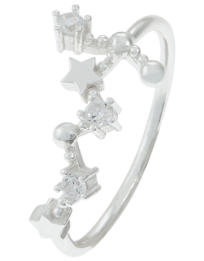 Sterling Silver Virgo Constellation Ring, White (ST CRYSTAL), large