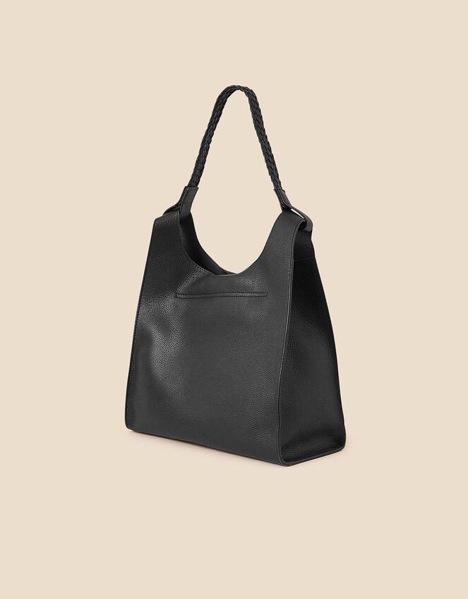 Plait Strap Leather Shoulder Bag, , large