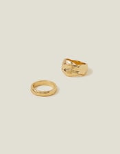 2-Pack Textured Chunky Rings, Gold (GOLD), large