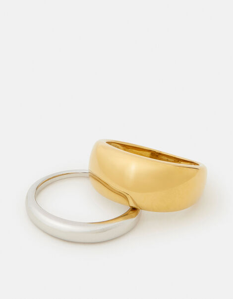 2-Pack Stainless Steel Mixed Metal Rings, Gold (GOLD), large