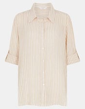 Shimmer Stripe Long Sleeve Shirt, Gold (GOLD), large