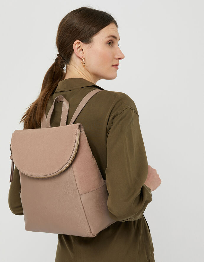 Isabel Leather Zip Flap Backpack Leather bags Accessorize UK