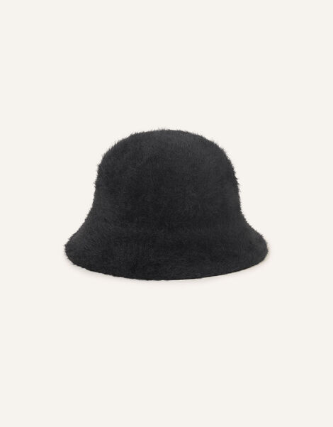 Fluffy Bucket Hat Black, Black (BLACK), large
