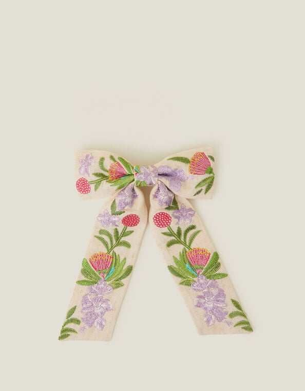 Embroidered Hair Bow, , large