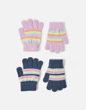 Stripe Gloves Set of Two, Multi (BRIGHTS-MULTI), large