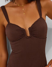 U Bar Textured Swimsuit, Brown (CHOCOLATE), large