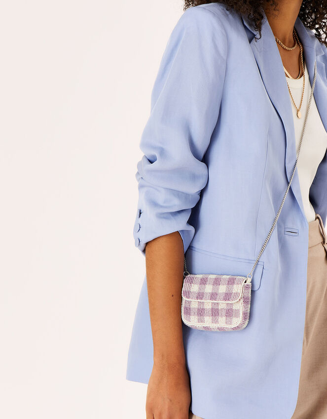 Gingham Mini Purse, Purple (LILAC), large