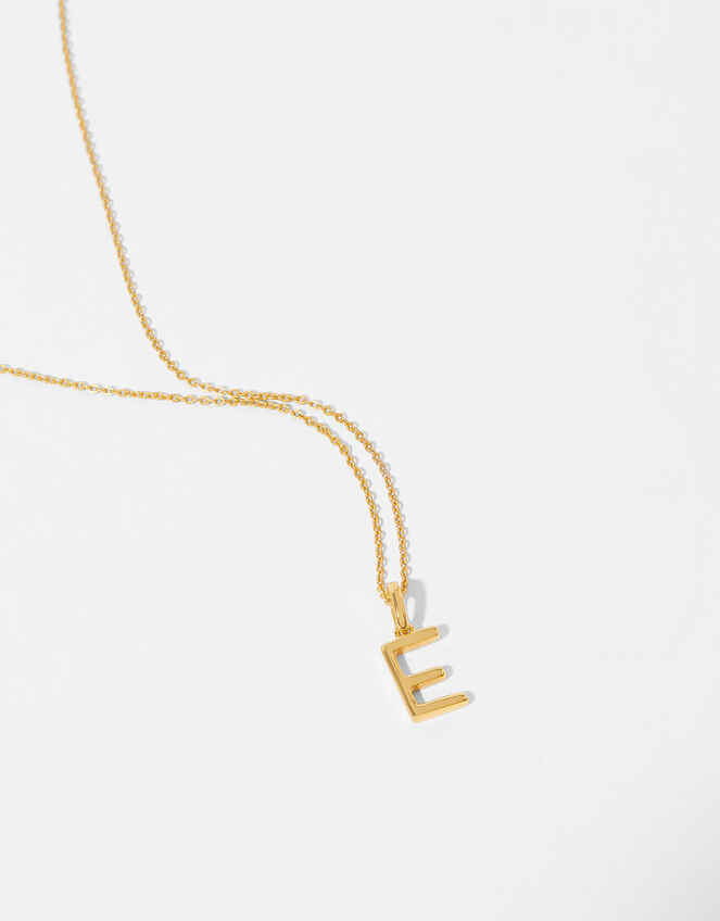 Gold Vermeil Initial Pendant Necklace - E, , large