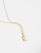 Gold Vermeil Initial Pendant Necklace - E, , large