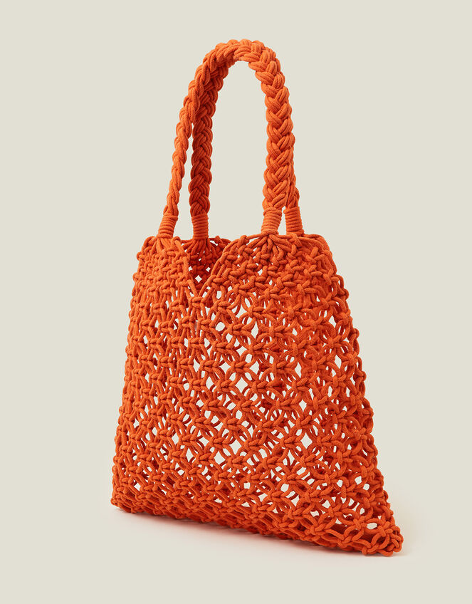 Open Weave Shopper Bag, Orange (ORANGE), large