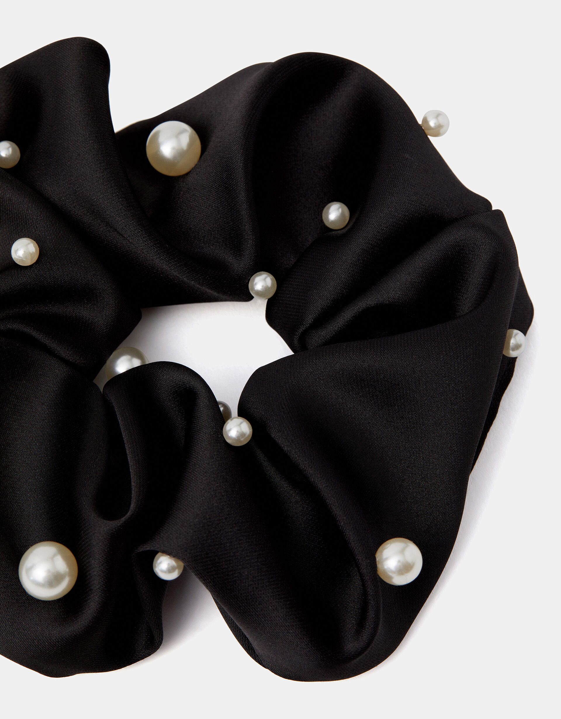 Pearl Satin Hair Scrunchie | Hair Accessories | Accessorize