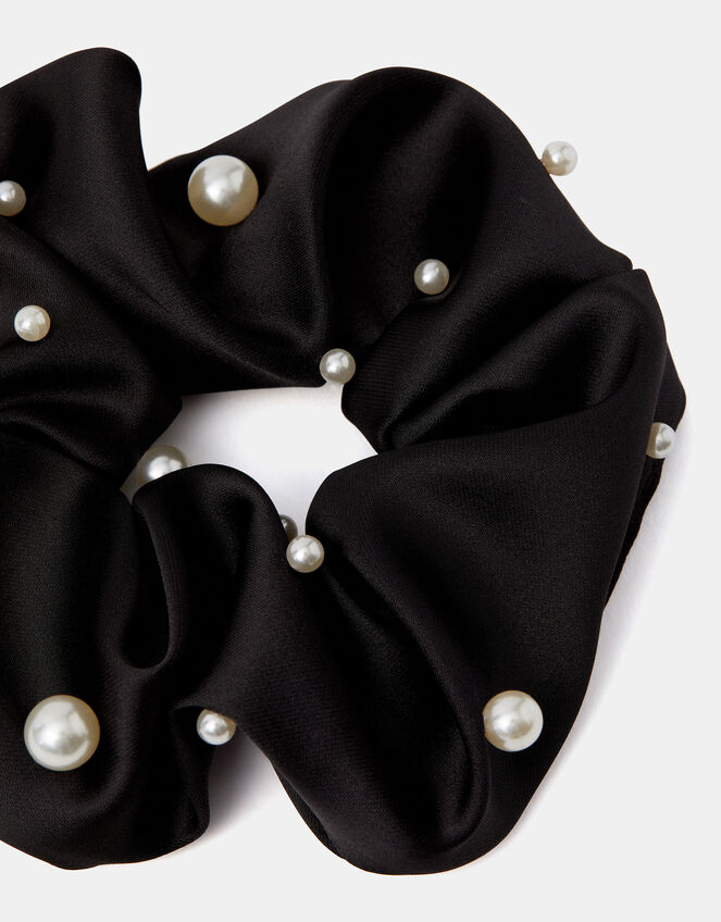 Pearl Satin Hair Scrunchie, , large