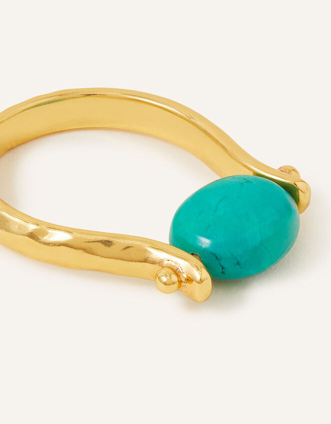 14ct Gold-Plated Turquoise Spinner Ring, Gold (GOLD), large