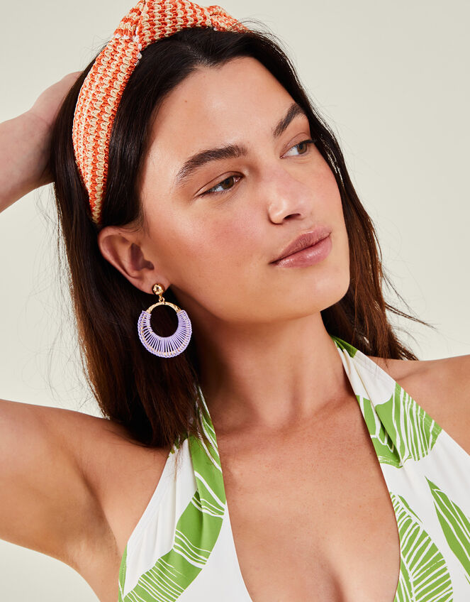 Stripe Raffia Headband, , large