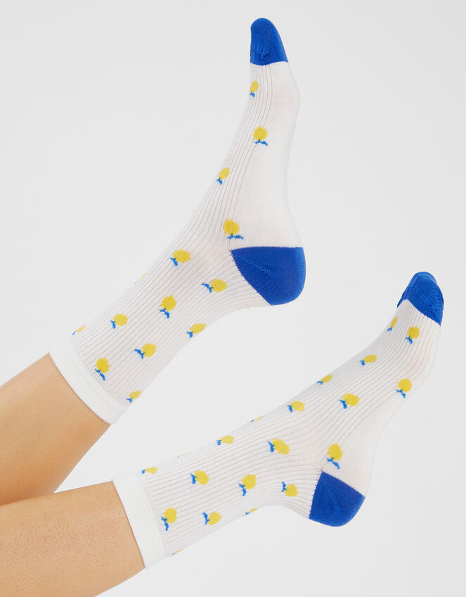 Ditsy Lemon Socks, , large