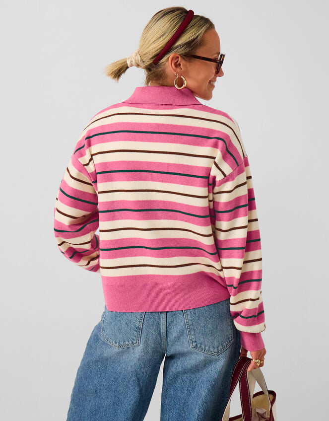 Accessorize x Good Manners Stripe Collar Cardigan ​, Pink (PINK), large
