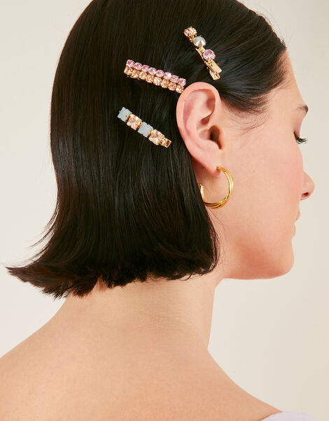 Gem Hair Clips Set of Three, , large