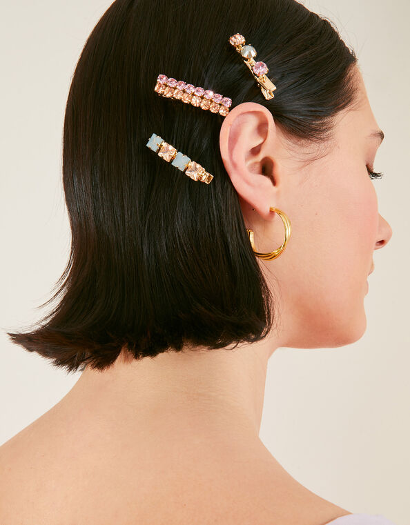 Gem Hair Clips Set of Three, , large