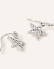 Pave Star Short Drop Earrings, , large
