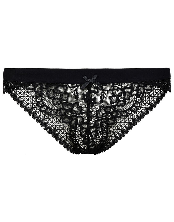 Lace Brazilian Briefs, Black (BLACK), large