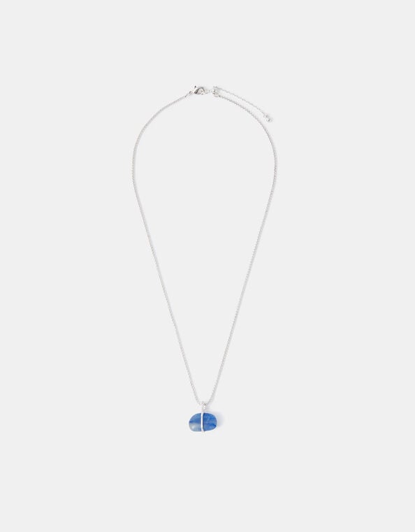 Sterling Silver-Plated Blue Quartz Pendant Necklace, , large