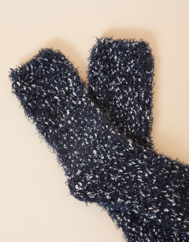 Popcorn Knit Cosy Socks, Blue (NAVY), large