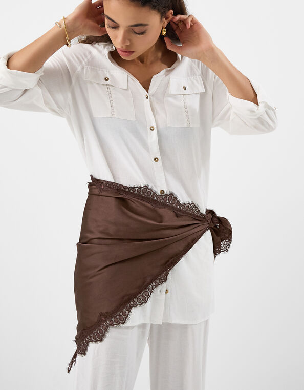 Lace Satin Triangle Scarf, , large