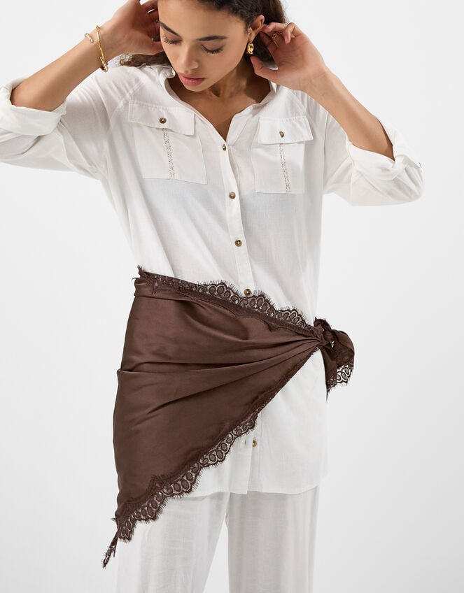 Lace Satin Triangle Scarf, , large